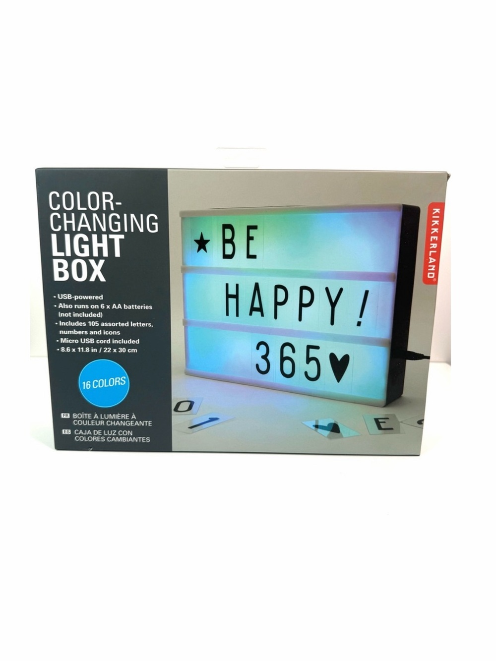 Kikkerland Color Changing Light Letter Message Memo Board Box
